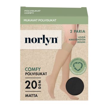 NORLYN COMFY POLVISUKKA 20DEN 2PR, MUSTA