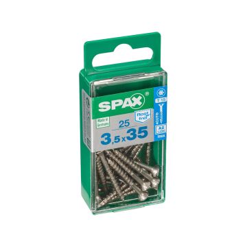 SPAX RUUVI TORX UPPOKANTA A2 RST TERÄS, OSAKIERRE 3,5X35 S 25KPL