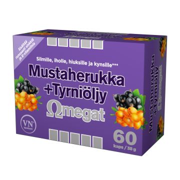 VIA NATURALE MUSTAHERUKKA + TYRNIÖLJY OMEGAT 60 KPL