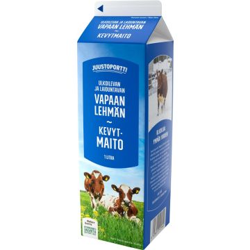 JUUSTOPORTTI VAPAAN LEHMÄN KEVYTMAITO 1L