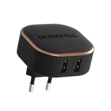 DURACELL USB 4.8A -SEINÄLATURI, MUSTA