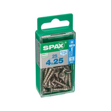 SPAX RUUVI TORX UPPOKANTA A2 RST TERÄS, KOKOKIERRE 4X25 S 25KPL