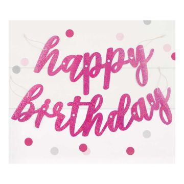 HAPPY BIRTHDAY KIRJAINNAUHA PINKKI HOLOGRAMMI