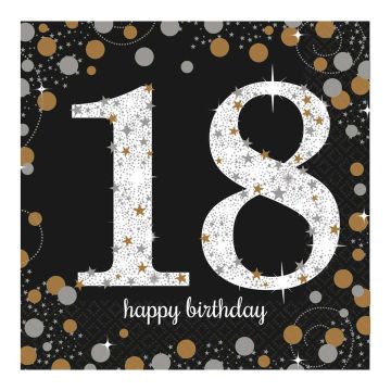 HAPPY BIRTHDAY 18, SUURI LAUTASLIINA 16 KPL/PKT, 33 X 33 CM