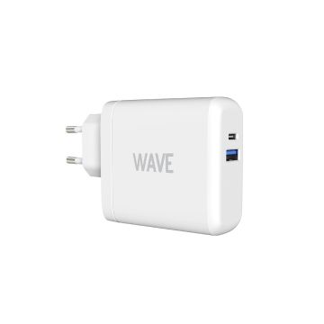 WAVE 63W PIKALATAAVA VERKKOLATURI, 1 X USB TYPE-C + 1 X USB-A (45W+18W), VALKOINEN