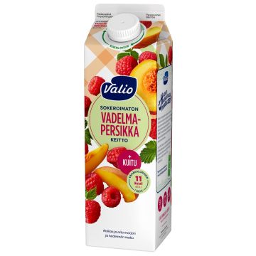 VALIO VADELMA-PERSIKKAKEITTO+KUITU SOKEROIMATON 1KG
