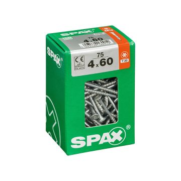 SPAX RUUVI TORX UPPOKANTA, OSAKIERRE WIROX 4X60 L 75KPL