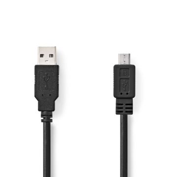 NEDIS USB 2.0 KAAPELI USB A UROS - MICRO B-UROS PYÖREÄ 1 M MUST