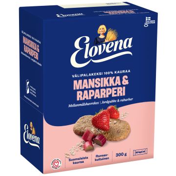 ELOVENA MANSIKKA-RAPARPERI VÄLIPALAKEKSI 100% KAURAA 10-PACK 3