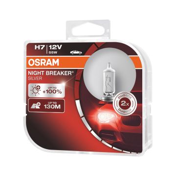 OSRAM NIGHT BREAKER SILVER POLTTIMO 2 KPL H7 12V 55W