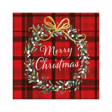 AMBIENTE LAUTASLIINA 33X33 CHRISTMAS PLAID RED