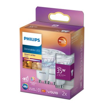 PHILIPS LED SPOTTILAMPPU 35W GU10 HIMMENNETTÄVÄ 2KPL 230L 2200-