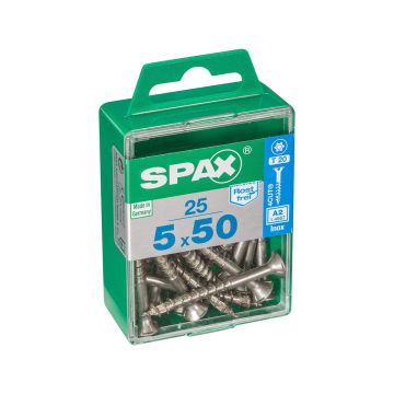 SPAX RUUVI TORX UPPOKANTA A2 RST TERÄS, OSAKIERRE 5X50 M 25KPL