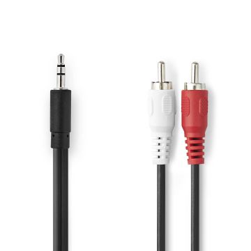 NEDIS STEREOÄÄNIKAAPELI 3.5 MM UROS - 2X RCA UROS 5 M MUSTA