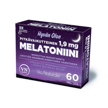 VIA NATURALE HYVÄN OLON MELATONIINI PITKÄVAIKUTTEINEN 1,9MG