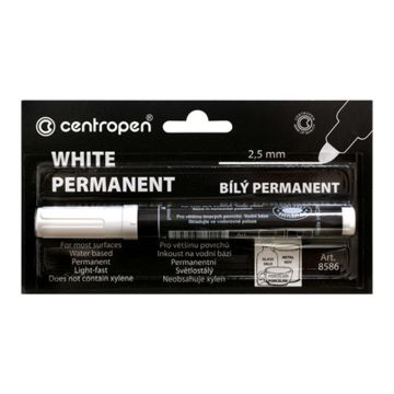 CENTROPEN WHITE PERMANENT MARKER 5,0-2,5MM BLISTER PYÖREÄKÄRKI