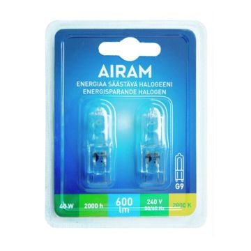 AIRAM HALOGEENIPOLTTIMO ES G9-KANTA 40W 2000 H 600 LM 2KPL