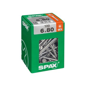 SPAX RUUVI TORX UPPOKANTA, OSAKIERRE WIROX 6X80 XXL 100KPL