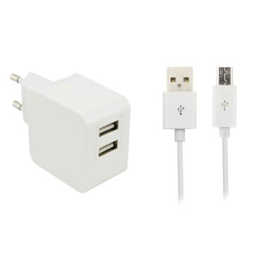 WAVE VERKKOLATURI, 2 X USB + MICROUSB KAAPELI (17W)