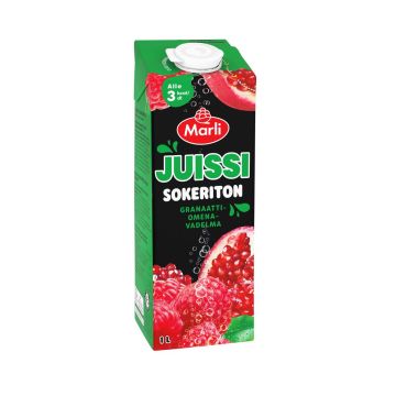 MARLI JUISSI SOKERITON GRANAATTIOMENA-VADELMA 1 L