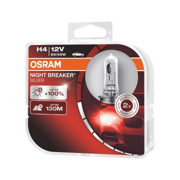 OSRAM NIGHT BREAKER SILVER POLTTIMO 2 KPL H4 12V 60/55W