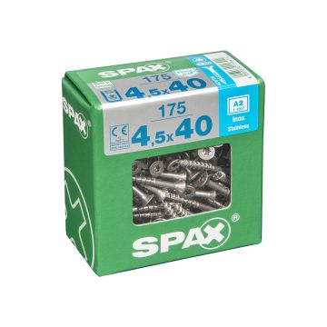 SPAX RUUVI TORX UPPOKANTA A2 RST TERÄS, OSAKIERRE 4,5X40 XL 175KPL