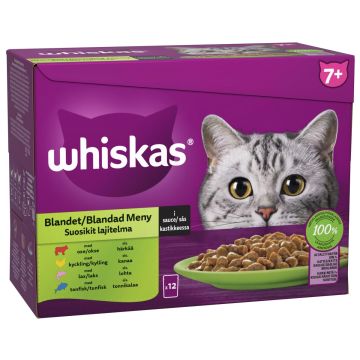WHISKAS 7+ SUOSIKIT LAJITELMA KASTIKKEESSA 12*85G 1,02 KG
