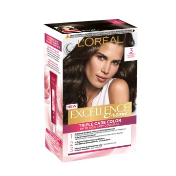 LOREAL EXCELLENCE CREME 3 DARK BROWN SYVÄ TUMMANRUSKEA KESTOVÄR