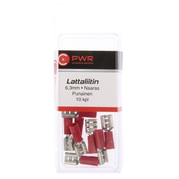 C-PWR LATTALIITIN 6,3MM NAARAS, PUNAINEN 10KPL