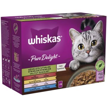 WHISKAS 1+ PURE DELIGHT SUOSIKIT LAJITELMA HYYTELÖSSÄ 12*85G 1,02 KG