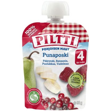 PILTTI POHJOISEN MAUT PUNAPOSKI 4KK ANNOSPUSSI 90 G