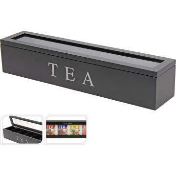 PUINEN TEELAATIKKO 43X9X8,7CM MUSTA