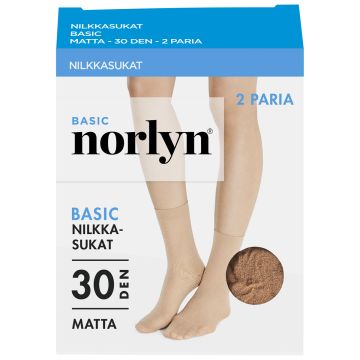 NORLYN BASIC 30 DEN NILKKASUKAT, 2 PR/PAKKAUS, 9202 POWDER 36