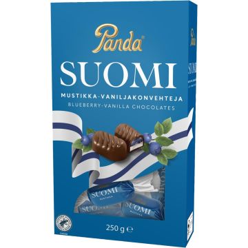 PANDA SUOMI JUHLAKONVEHTEJA MUSTIKKA 250 G