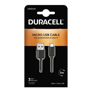 DURACELL MICROUSB -KAAPELI 1M, MUSTA