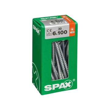 SPAX RUUVI TORX UPPOKANTA, OSAKIERRE WIROX 6X100 L 30KPL