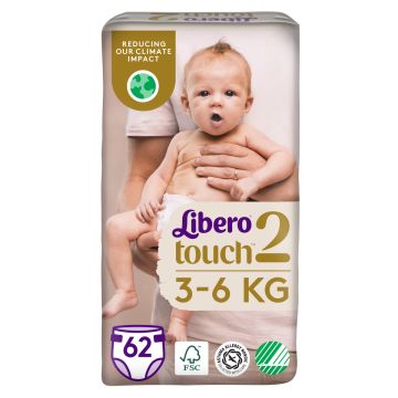 LIBERO TOUCH TEIPPIVAIPPA KOKO 2 3-6 KG 62 KPL