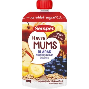 SEMPER FRUKTMUMS MUSTIKKA & KAURA 110 G
