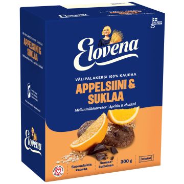 ELOVENA APPELSIINI-SUKLAA VÄLIPALAKEKSI 100% KAURAA 10-PACK 3