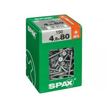 SPAX RUUVI TORX UPPOKANTA, OSAKIERRE WIROX 4,5X80 XXL 150KPL