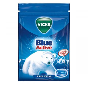VICKS BLUE ACTIVE SUPER STRONG SOKERITON KURKKUPASTILLI 72 G