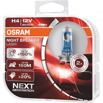 OSRAM H4 NIGHT BREAKER LASER 150% POLTTIMO 12V 60/55W 2KPL HCB