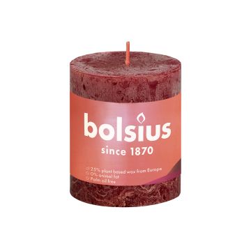 BOLSIUS PÖYTÄKYNTTILÄ 80/68 RUSTIC VELVET RED