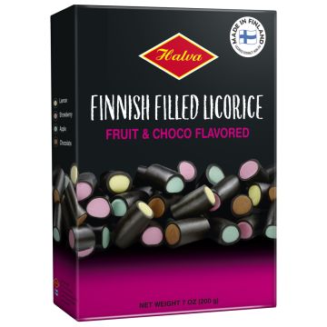 HALVA FILLED LICORICE FRUIT&CHOCO FLAVOURED 200 G