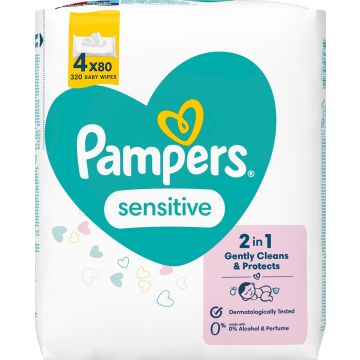 PAMPERS SENSITIVE PUHDISTUSPYYHE 4-PACK/320 320 KPL