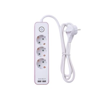 AIRAM ROOSA NAUHA JATKOJOHTO 3-OS+2USB 1,4M