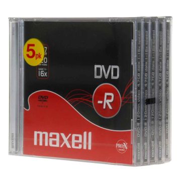 MAXELL DVD-R 4.7GB, 120MIN, 16X 5-PACK