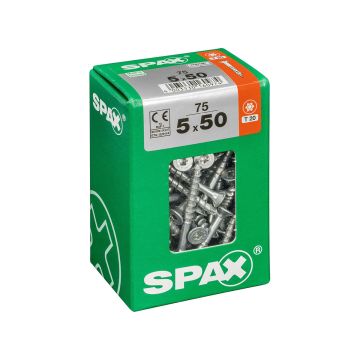 SPAX RUUVI TORX UPPOKANTA, OSAKIERRE WIROX 5X50 L 75KPL