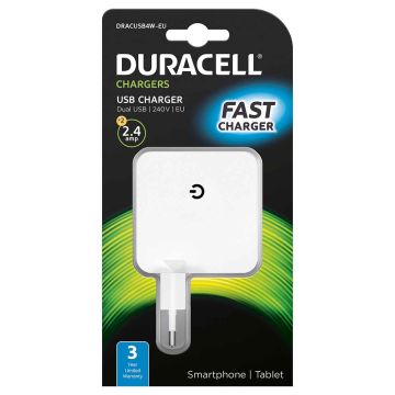 DURACELL USB 4.8A -SEINÄLATURI, MUSTA