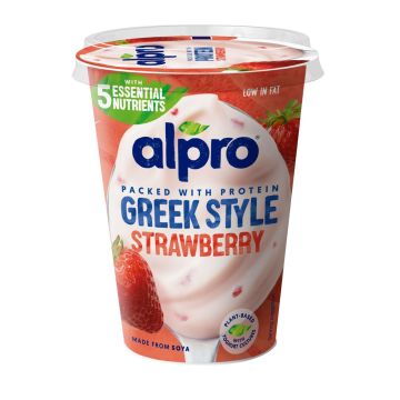 ALPRO GREEK STYLE SOIJAVALMISTE MANSIKKA 400 G